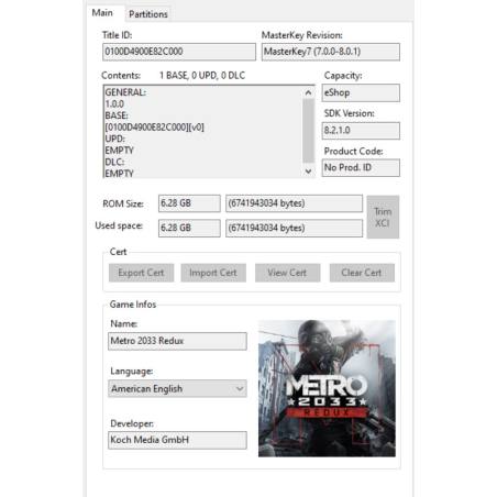 مشخصات فایل ارسالی بازی Metro 2033 Redux در ویجی بازار