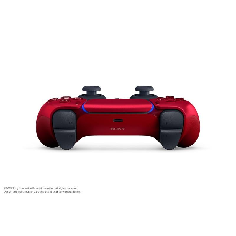 کنترلر (دسته) PS5 مدل Volcanic Red (قرمز آتشفشانی یا قرمز متالیک) تصویر کنترلر خوابیده از روبرو