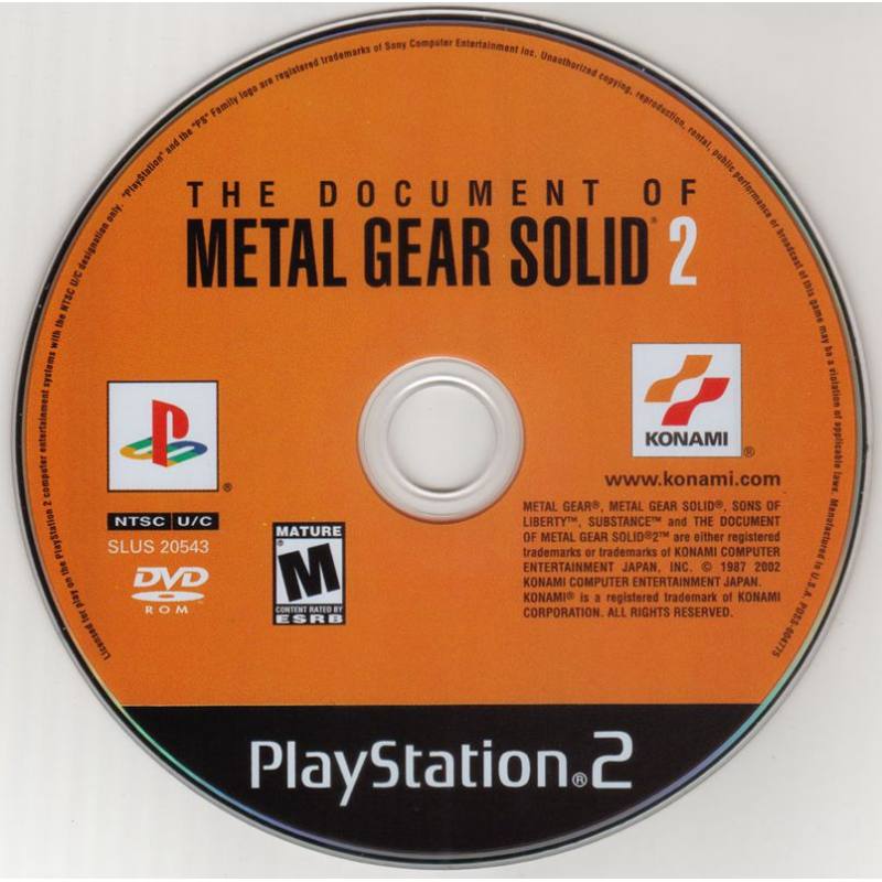 لیبل دیسک مستند The Document of Metal Gear Solid 2 برای PS2