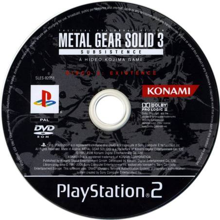 لیبل دیسک Metal Gear Solid 3 Subsistence – Existence Disc برای PS2