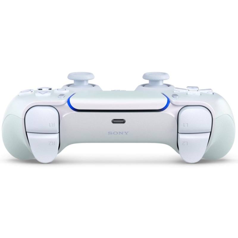 کنترلر (دسته) PS5 مدل Chroma Pearl (سفید کروم یا سفید مرواریدی) تصویر کنترلر خوابیده از جلو